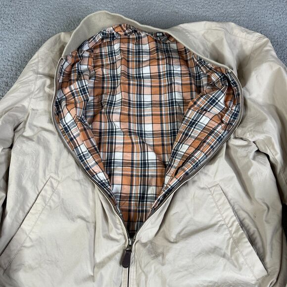 Uniqlo Bomber Jacket Mens L Beige Khaki Full Zip Lined Chore Barn Soft Shell - Picture 7 of 13